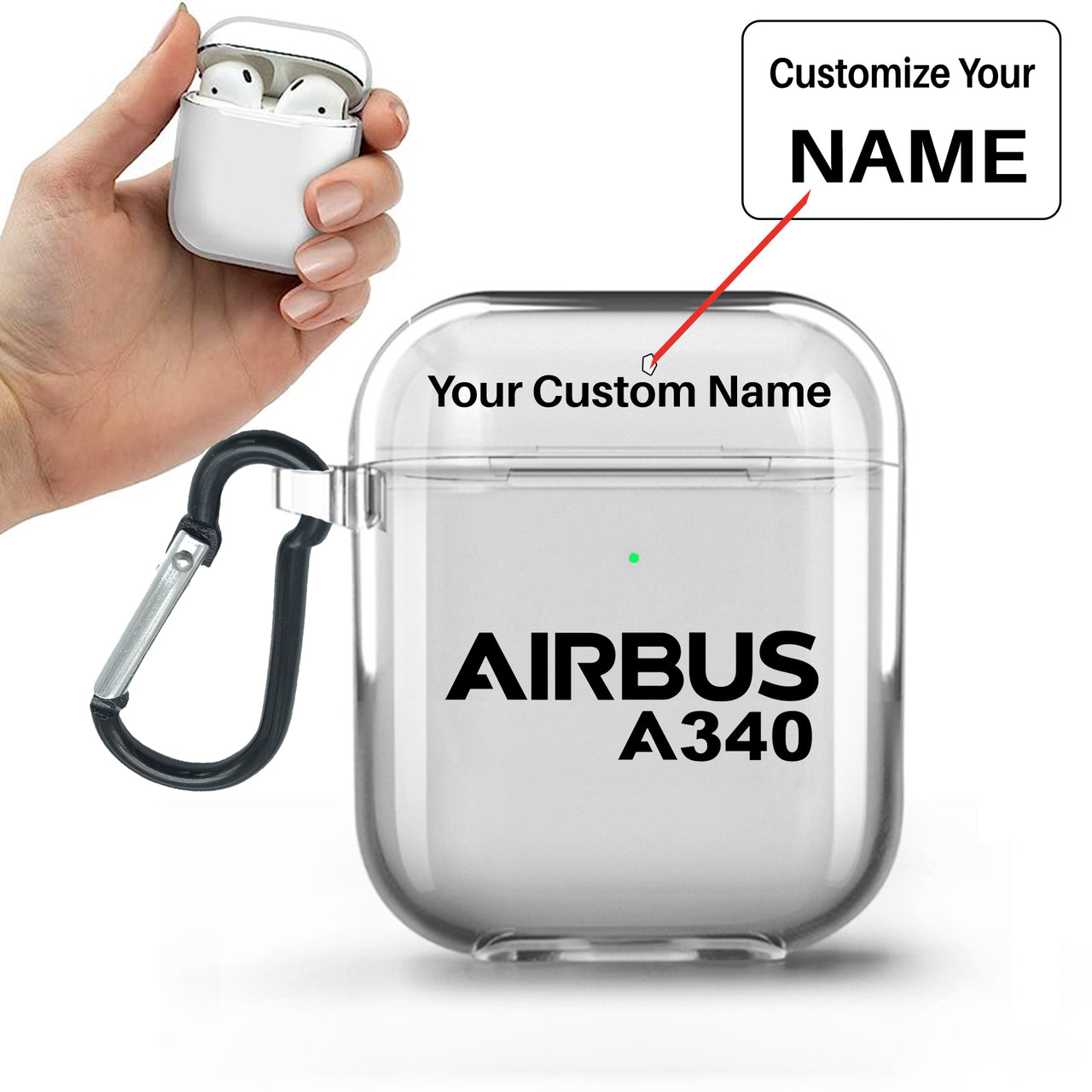 Airbus A340 & Text Designed Transparent Earphone AirPods Cases