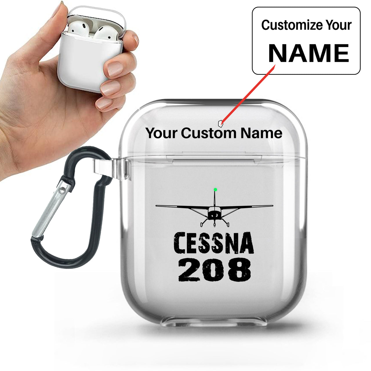 Cessna 208 & Plane Designed Transparent Earphone AirPods Cases