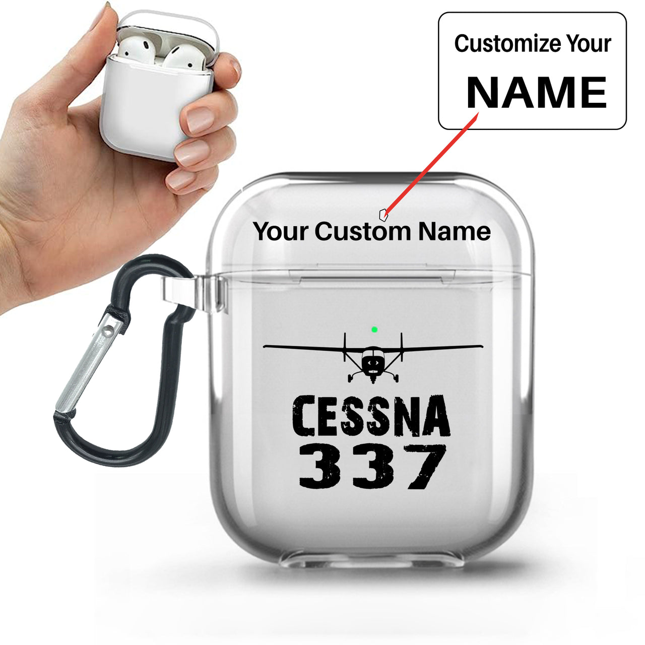 Cessna 337 & Plane Designed Transparent Earphone AirPods Cases