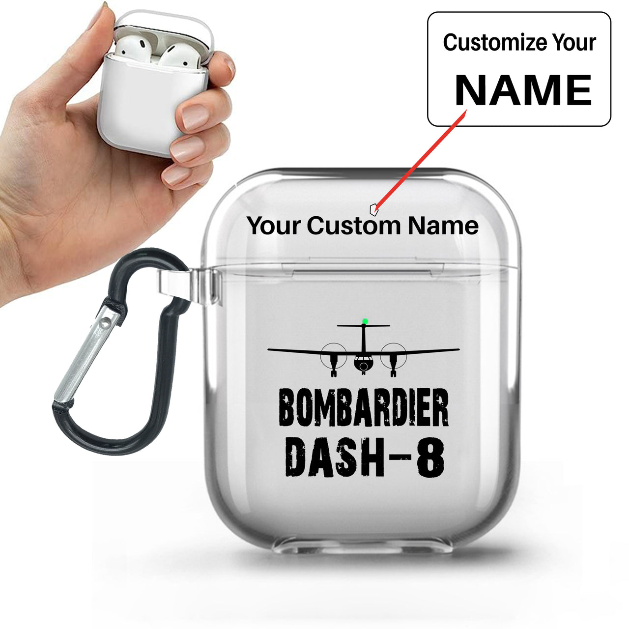 Bombardier Dash-8 & Plane Designed Transparent Earphone AirPods Cases