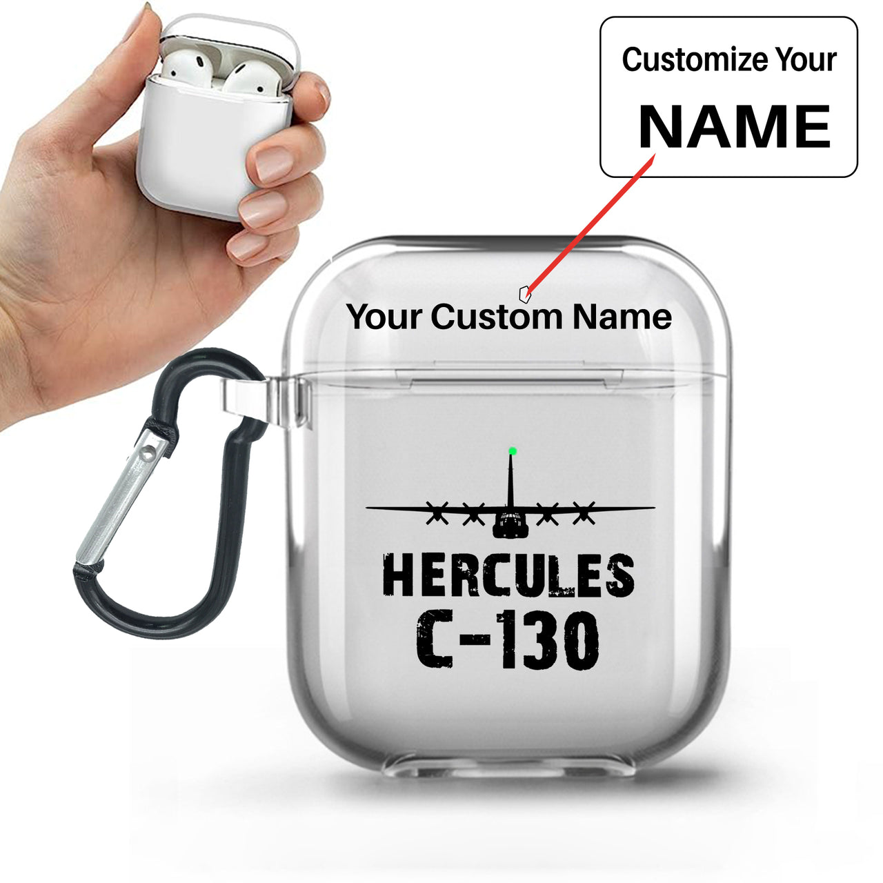 Hercules C-130 & Plane Designed Transparent Earphone AirPods Cases