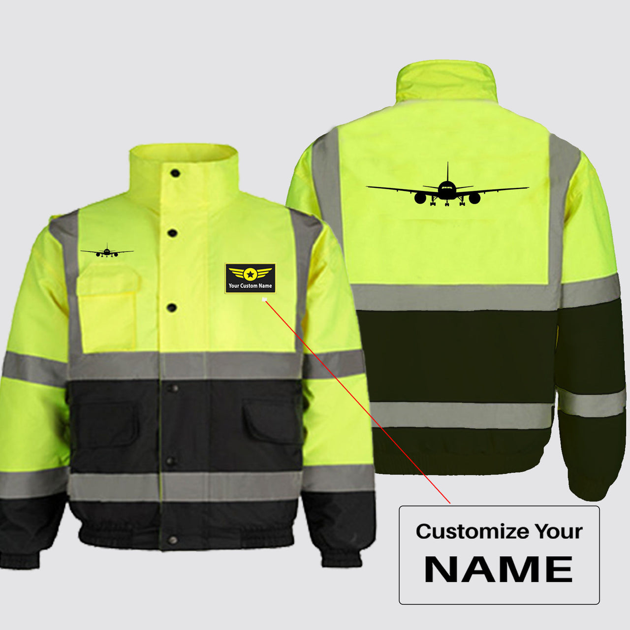 Boeing 777 Silhouette Designed Reflective Winter Jackets