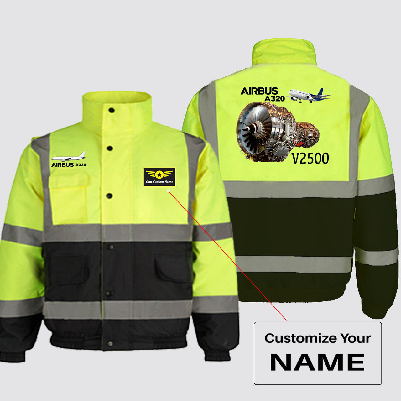 Airbus A320 & V2500 Engine Designed Reflective Winter Jackets