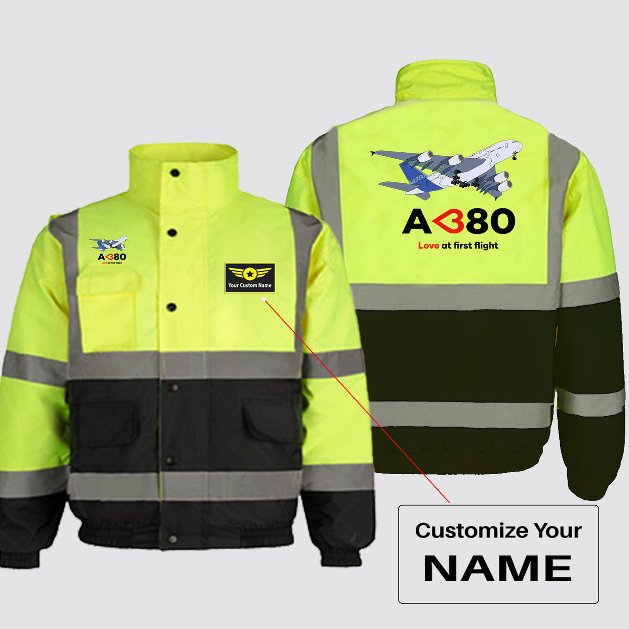 Airbus A380 Love at first flight Designed Reflective Winter Jackets