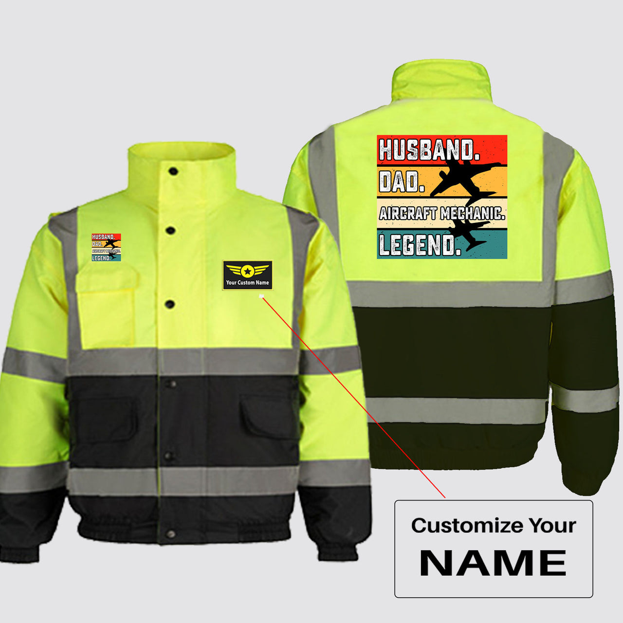 Husband & Dad & Aircraft Mechanic & Legend Designed Reflective Winter Jackets