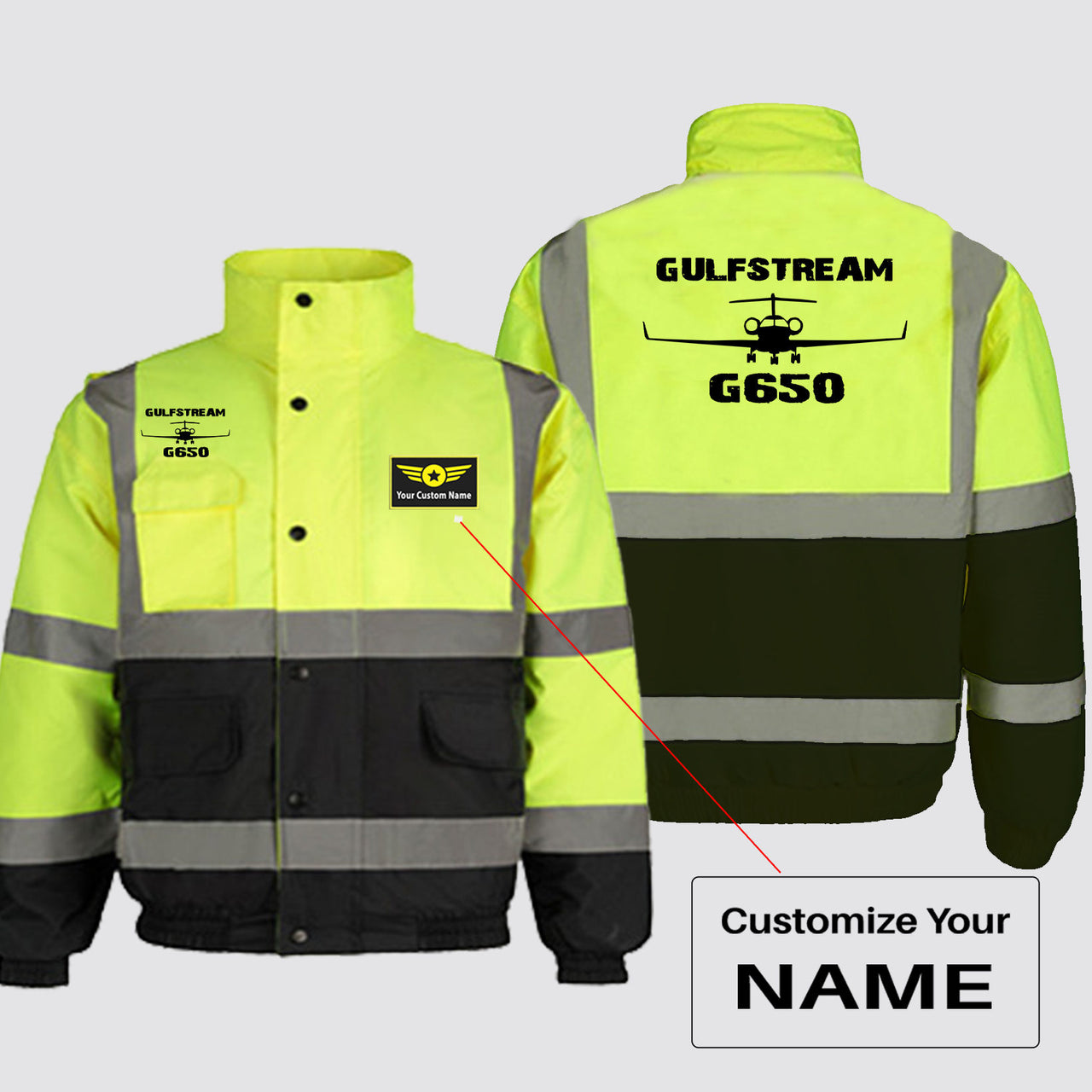 Gulfstream G650 & Plane Designed Reflective Winter Jackets