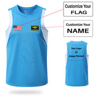 Thumbnail for Your Custom Name & Flag + Logo Designed Sleveless Quick Dry Sports Tank Tops