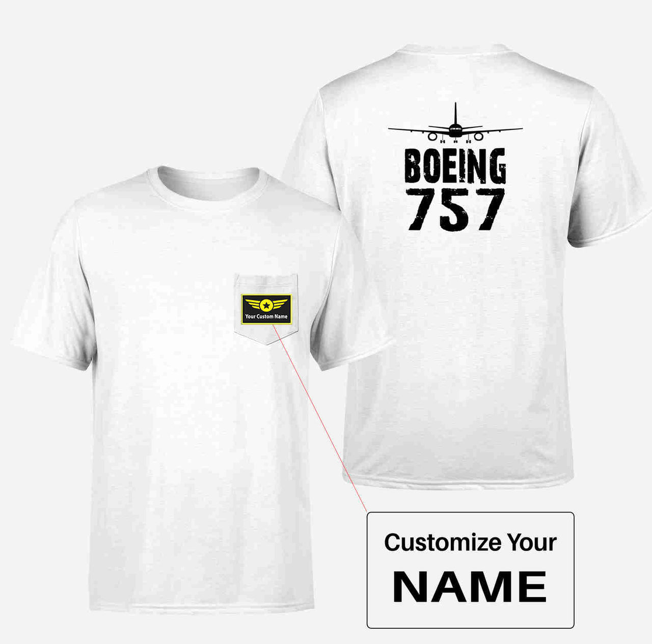 Boeing 757 & Plane Designed Pocket T-Shirts