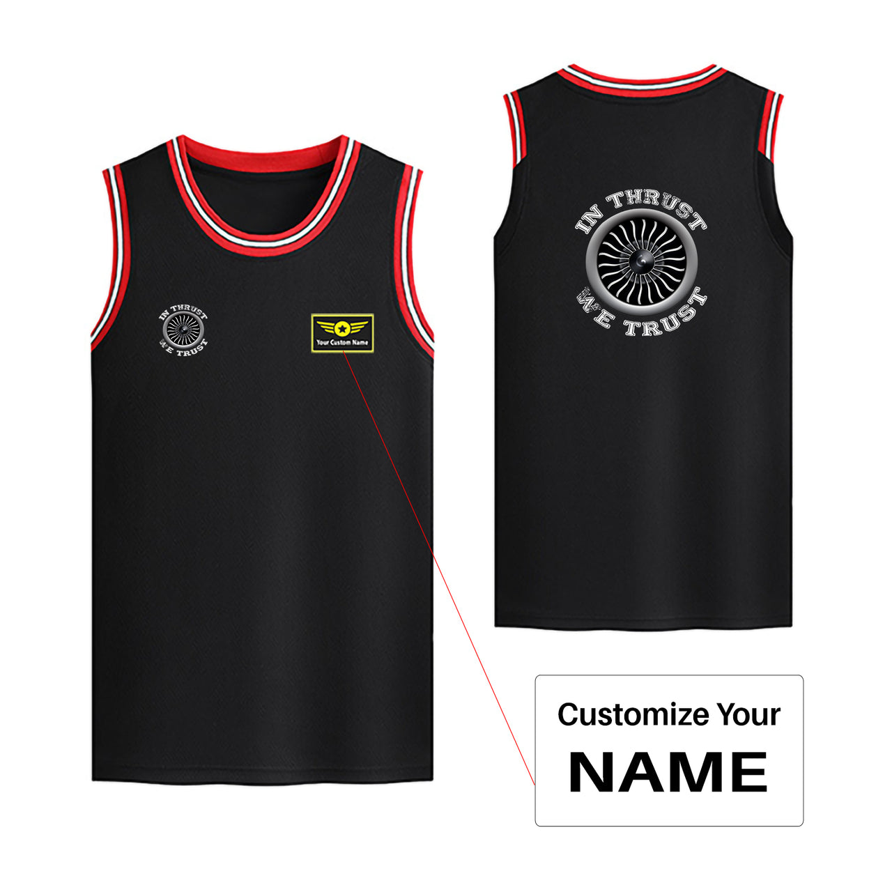 In Thrust We Trust (Vol 2) Designed Basketball Style Sports Tank Tops