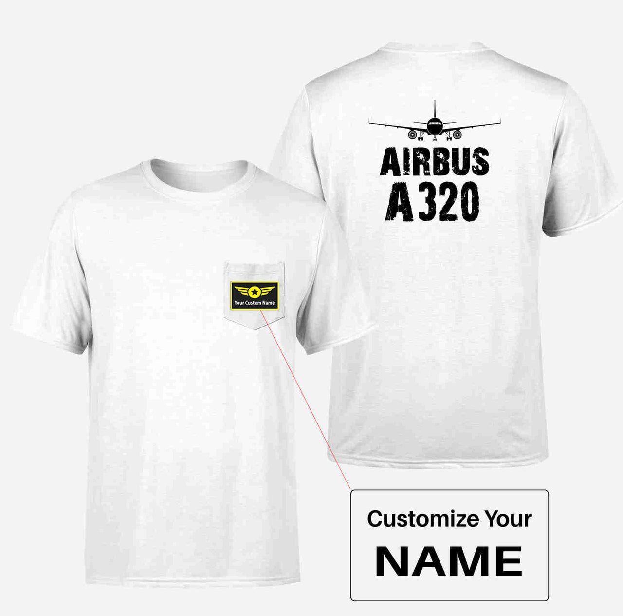 Airbus A320 & Plane Designed Pocket T-Shirts