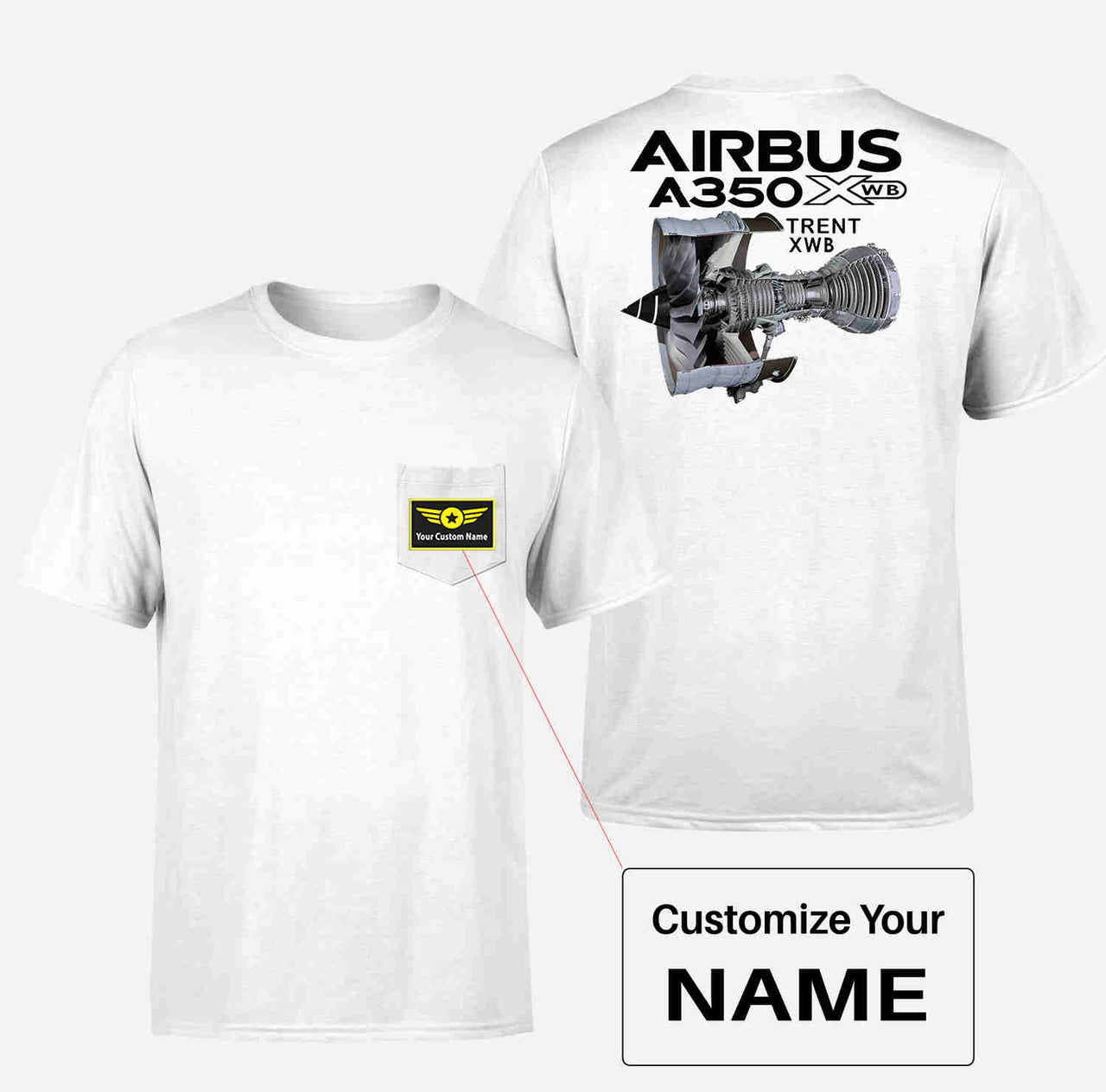 Airbus A350 & Trent Wxb Engine Designed Pocket T-Shirts