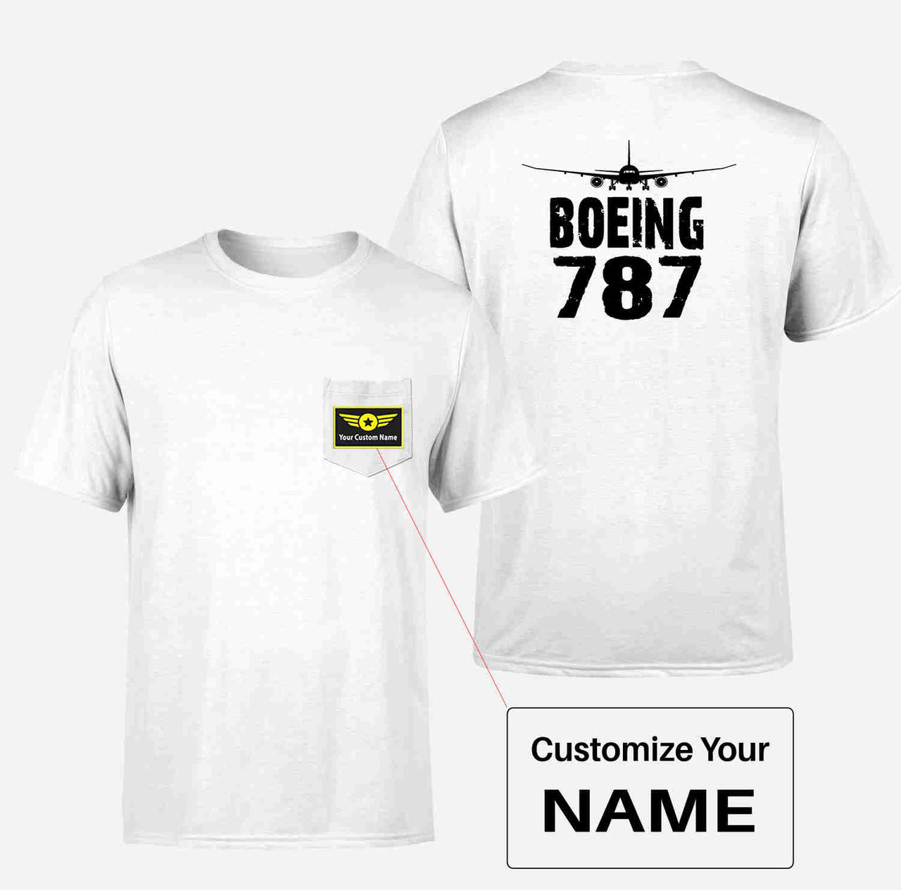 Boeing 787 & Plane Designed Pocket T-Shirts