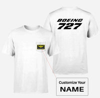 Thumbnail for Boeing 727 & Text Designed Pocket T-Shirts