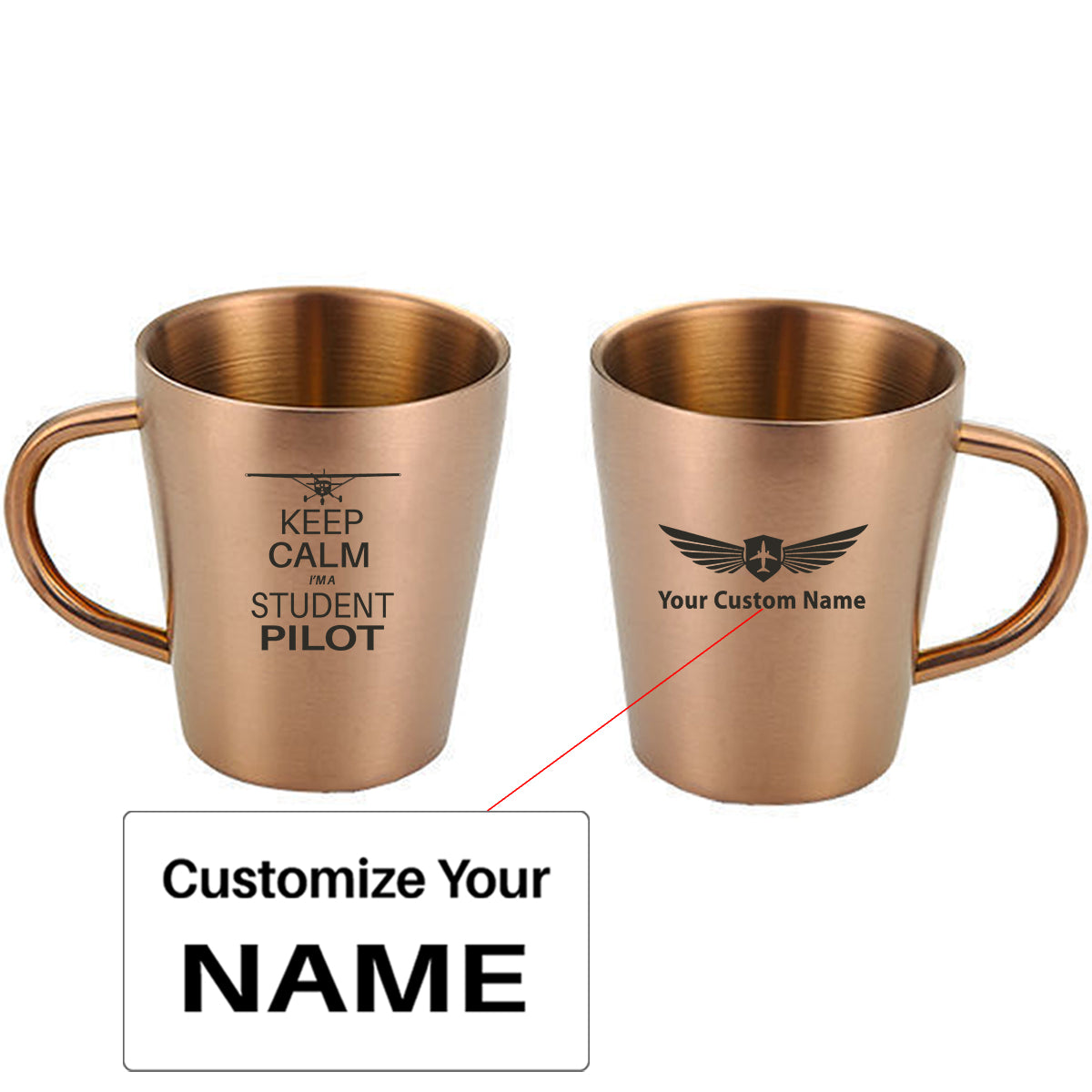 Student Pilot Designed Stainless Steel Coffee Mugs