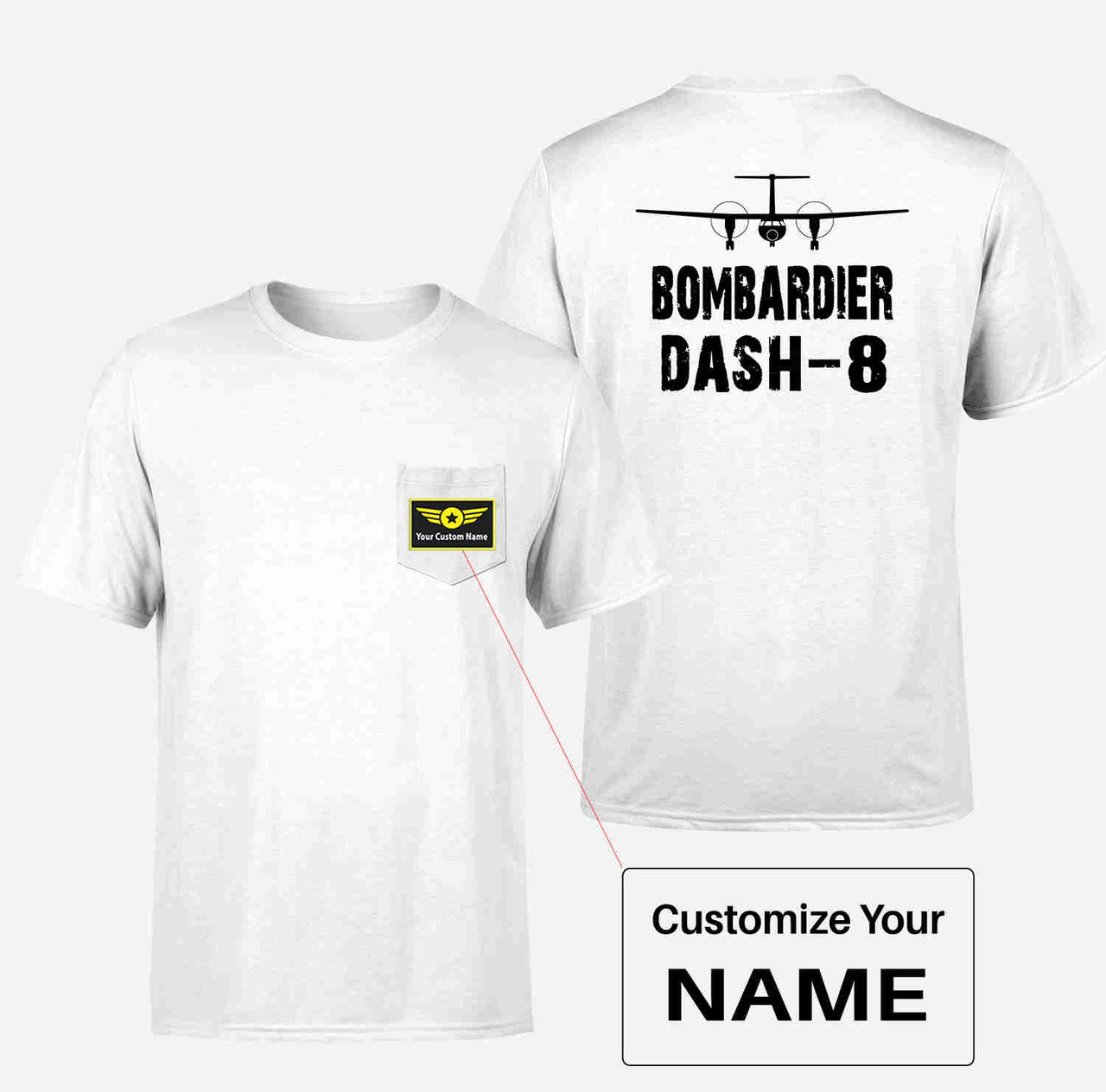 Bombardier Dash-8 & Plane Designed Pocket T-Shirts