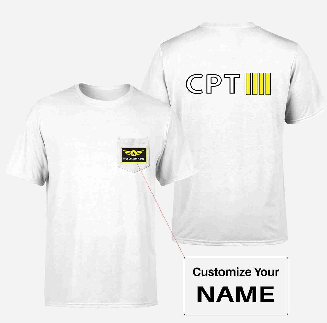 CPT & 4 Lines Designed Pocket T-Shirts