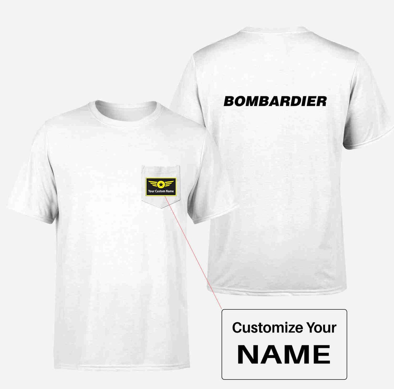 Bombardier & Text Designed Pocket T-Shirts