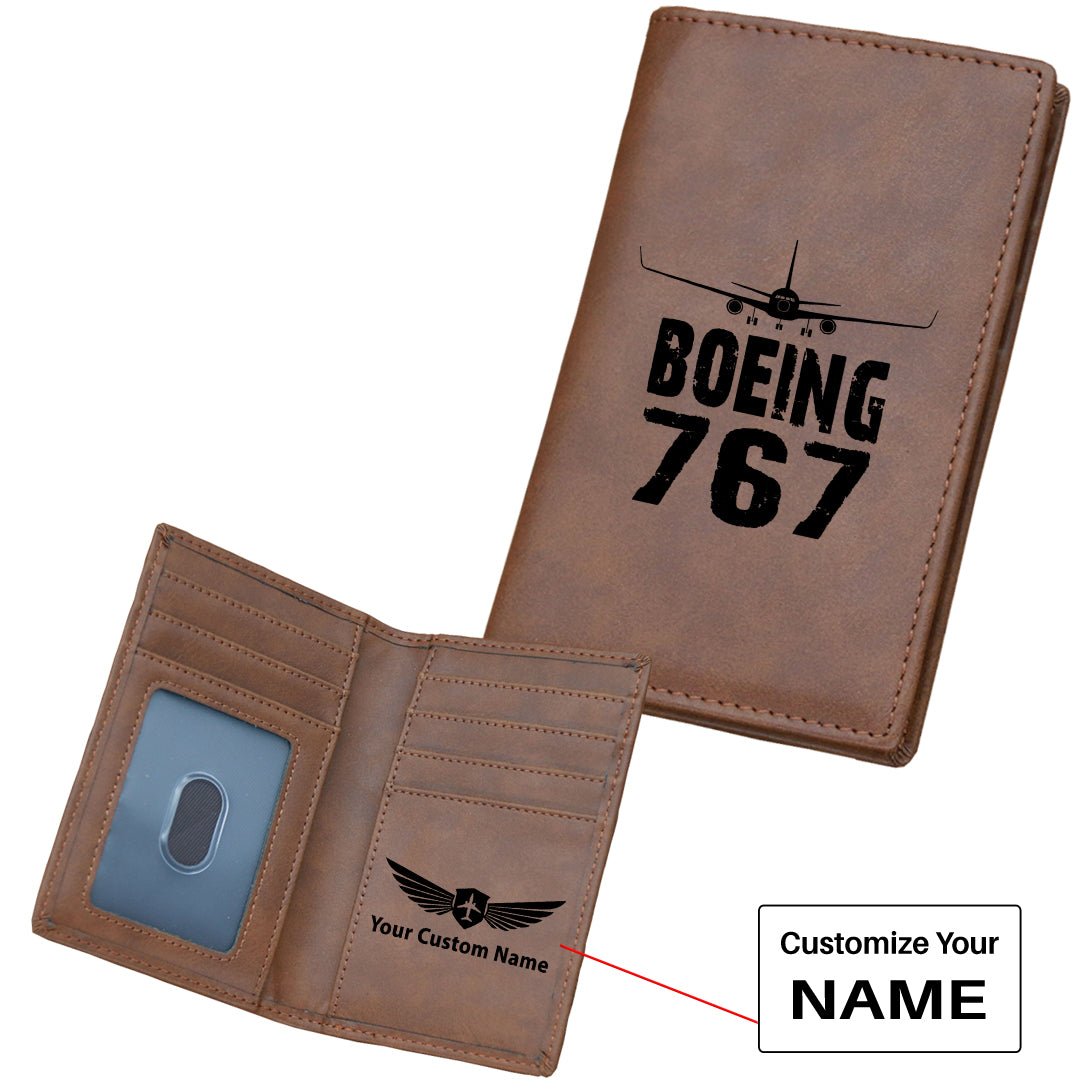 Boeing 767 & Plane Designed Leather Card Holder Wallets