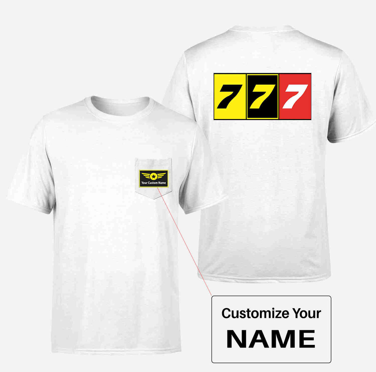 Flat Colourful 777 Designed Pocket T-Shirts