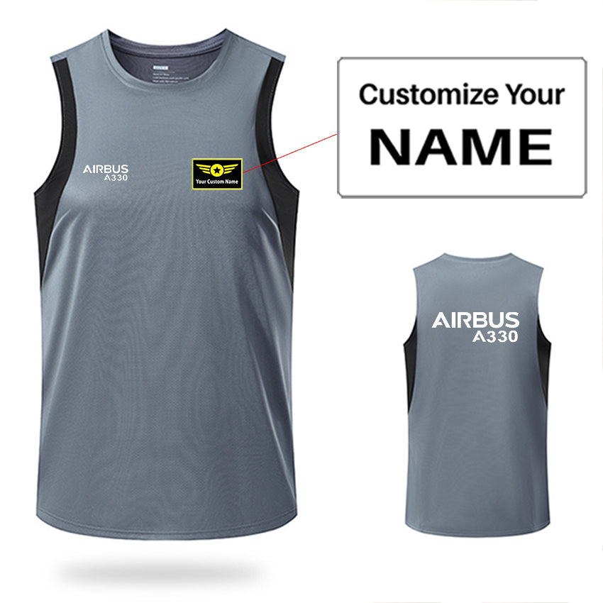 Airbus A330 & Text Designed Men Sleeveless T-shirt Quick Dry Vests