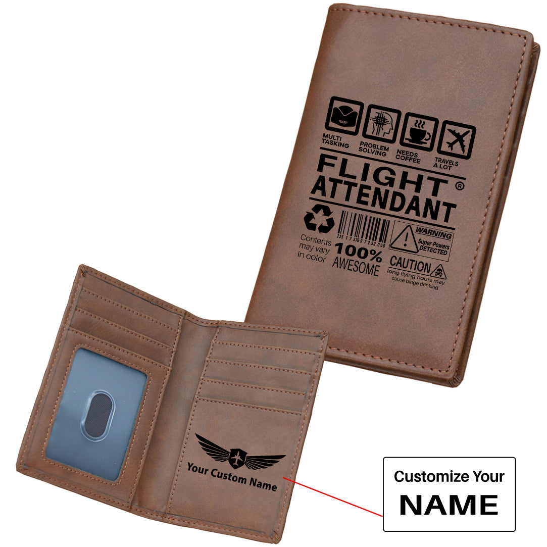 Flight Attendant Label Designed Leather Card Holder Wallets