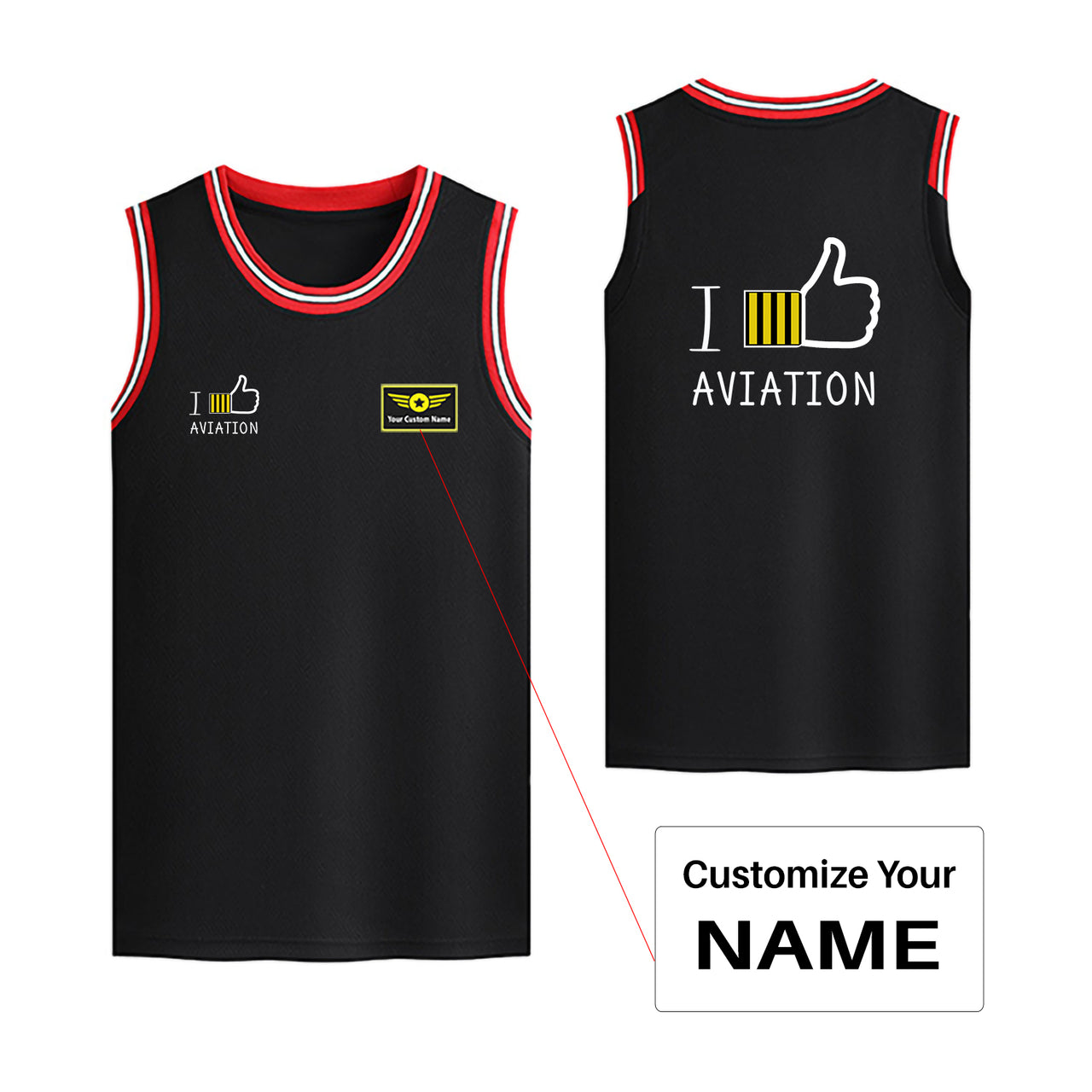 I Like Aviation Designed Basketball Style Sports Tank Tops