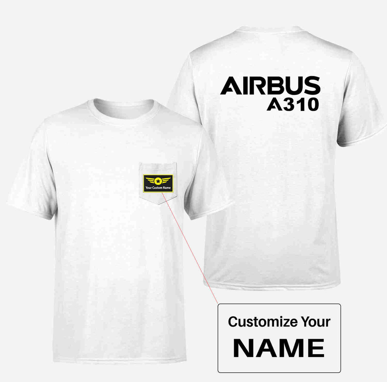 Airbus A310 & Text Designed Pocket T-Shirts