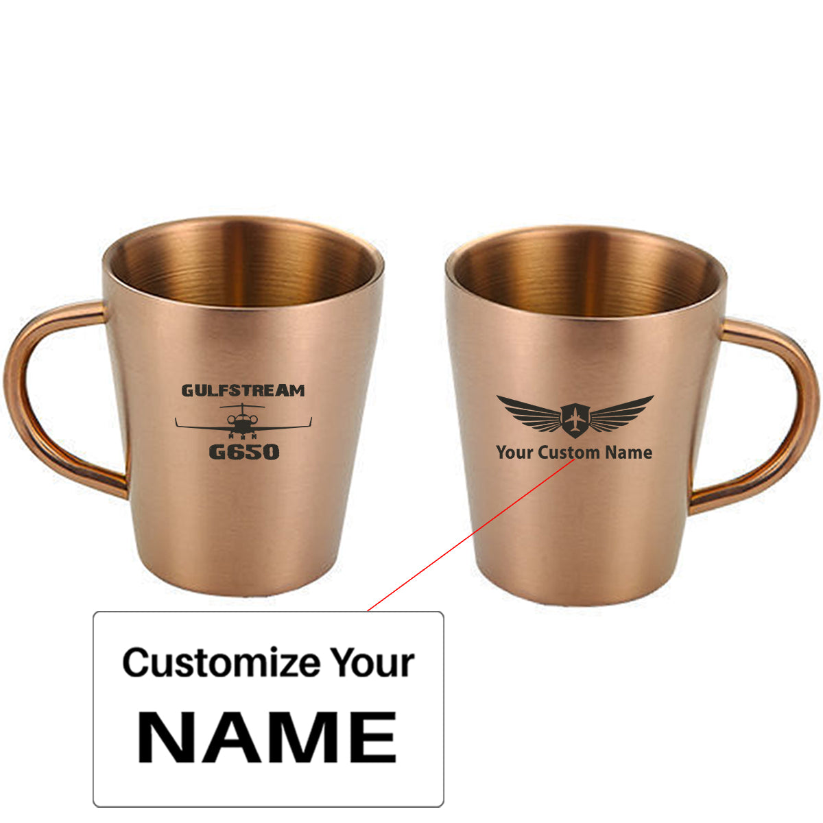 Gulfstream G650 & Plane Designed Stainless Steel Coffee Mugs