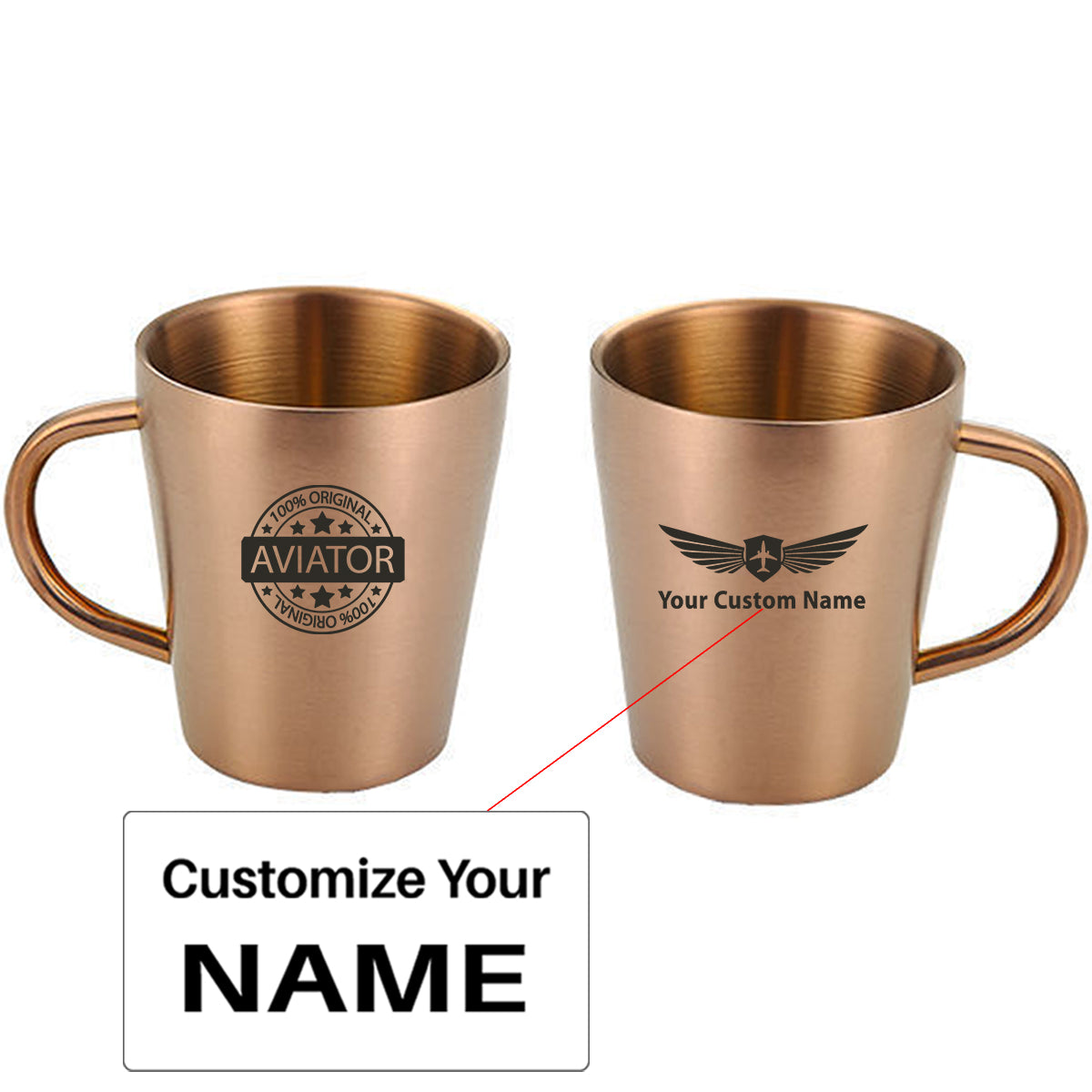 %100 Original Aviator Designed Stainless Steel Coffee Mugs