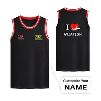 Thumbnail for I Love Aviation Designed Basketball Style Sports Tank Tops