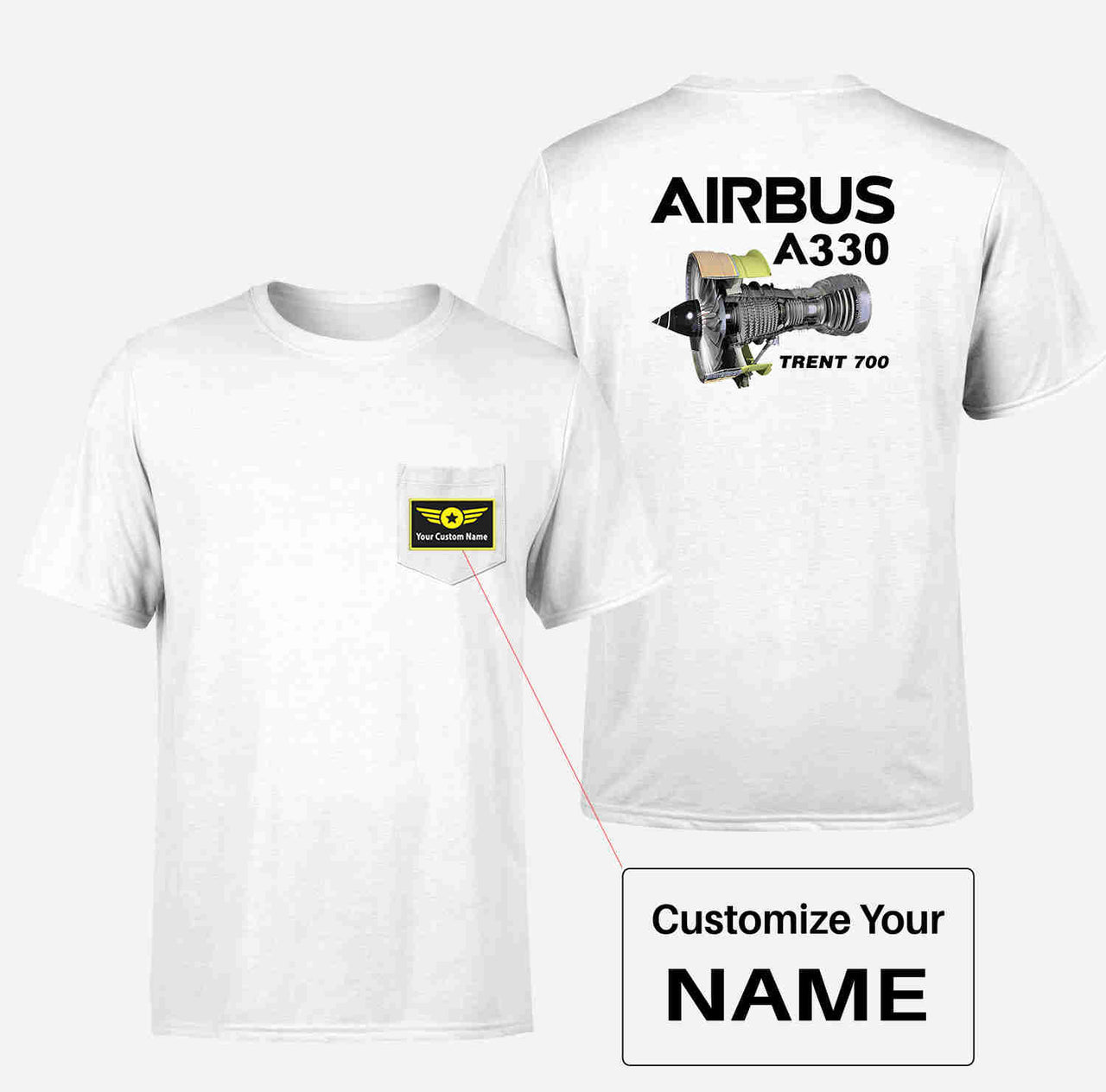 Airbus A330 & Trent 700 Engine Designed Pocket T-Shirts