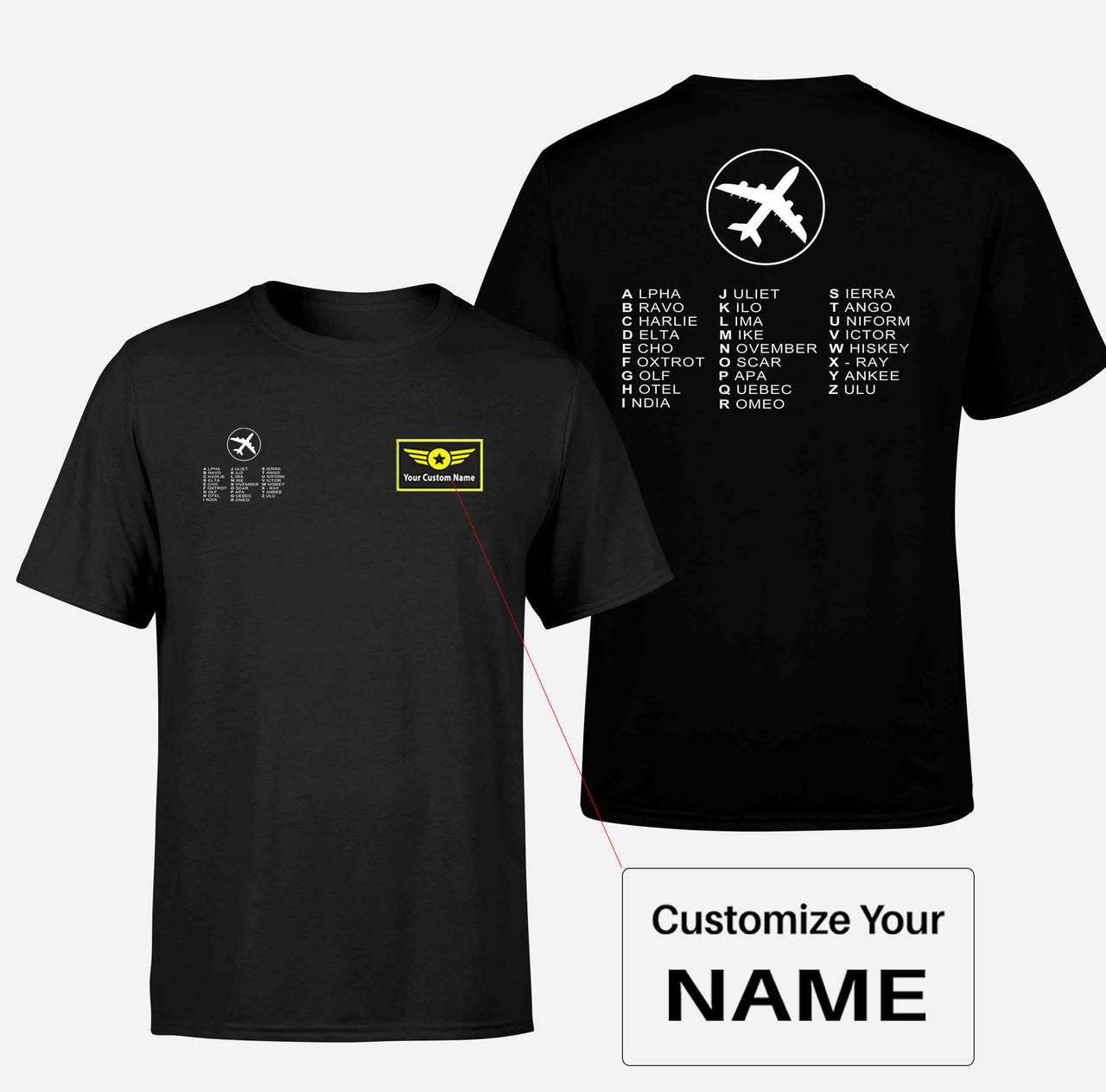 Aviation Alphabet 2 Double-Side T-Shirts