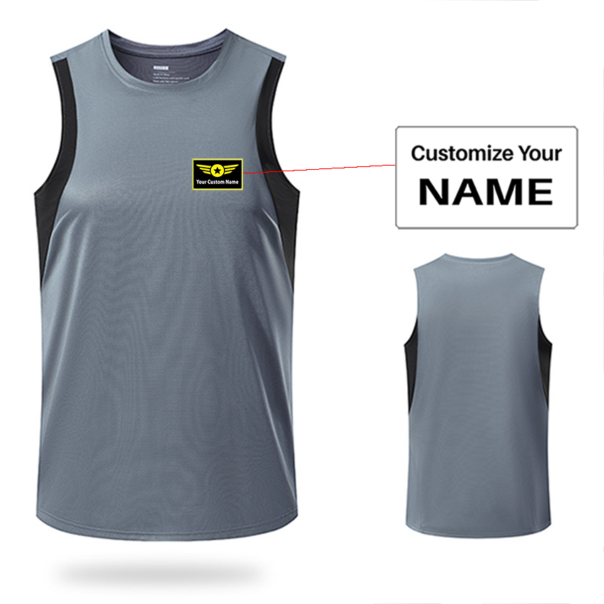 Your Custom Name (Special Badge) Designed Sleveless Quick Dry Sports Tank Tops