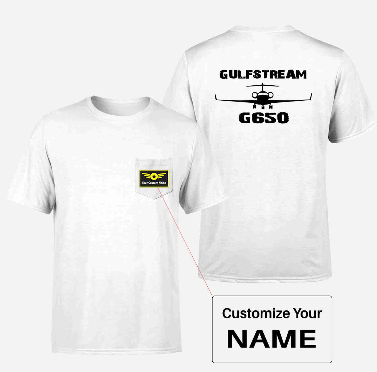 Gulfstream G650 & Plane Designed Pocket T-Shirts