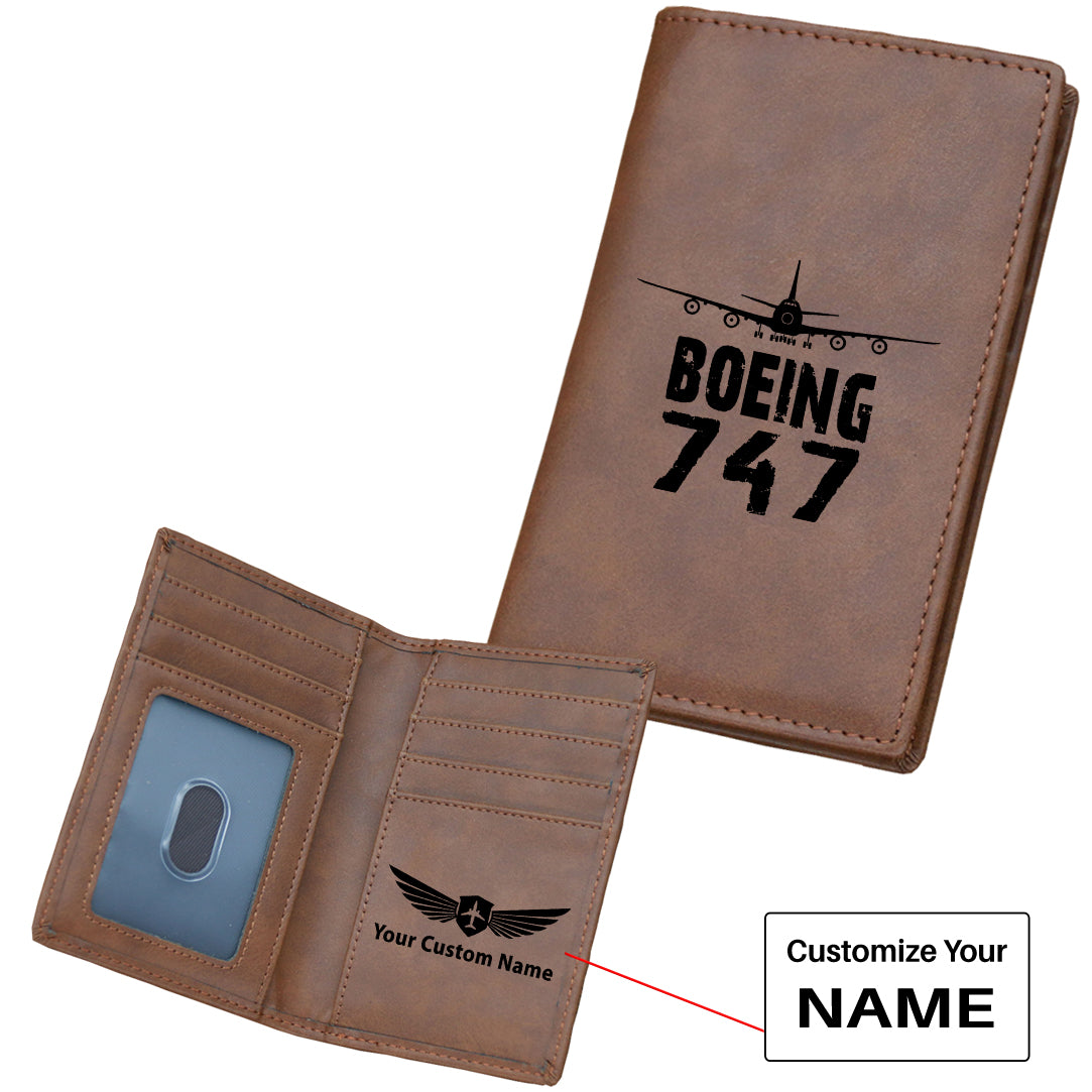 Boeing 747 & Plane Designed Leather Card Holder Wallets