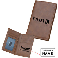 Thumbnail for Pilot & Stripes (3 Lines) Designed Leather Card Holder Wallets