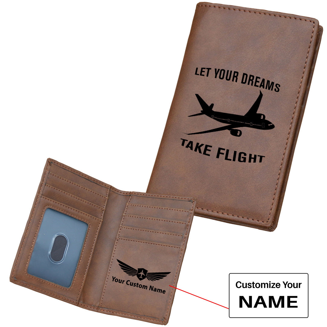 Let Your Dreams Take Flight Designed Leather Card Holder Wallets