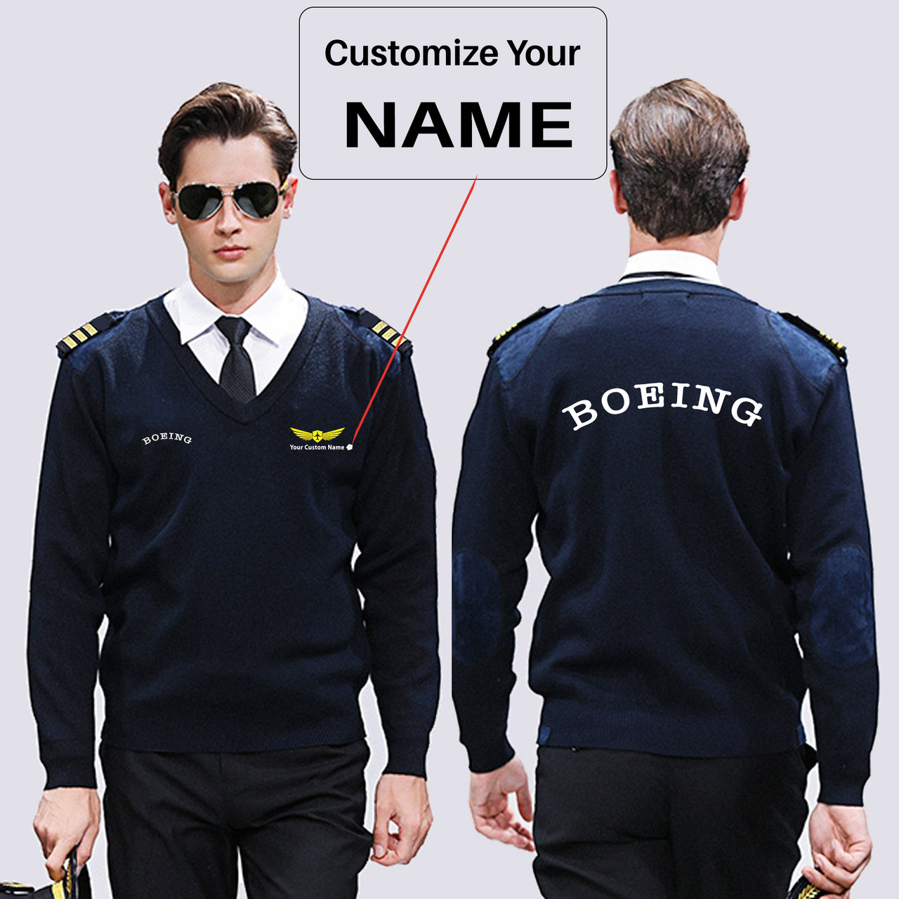 Special BOEING Text Designed Wool Pilot Sweaters