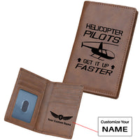 Thumbnail for Helicopter Pilots Get It Up Faster Designed Leather Card Holder Wallets