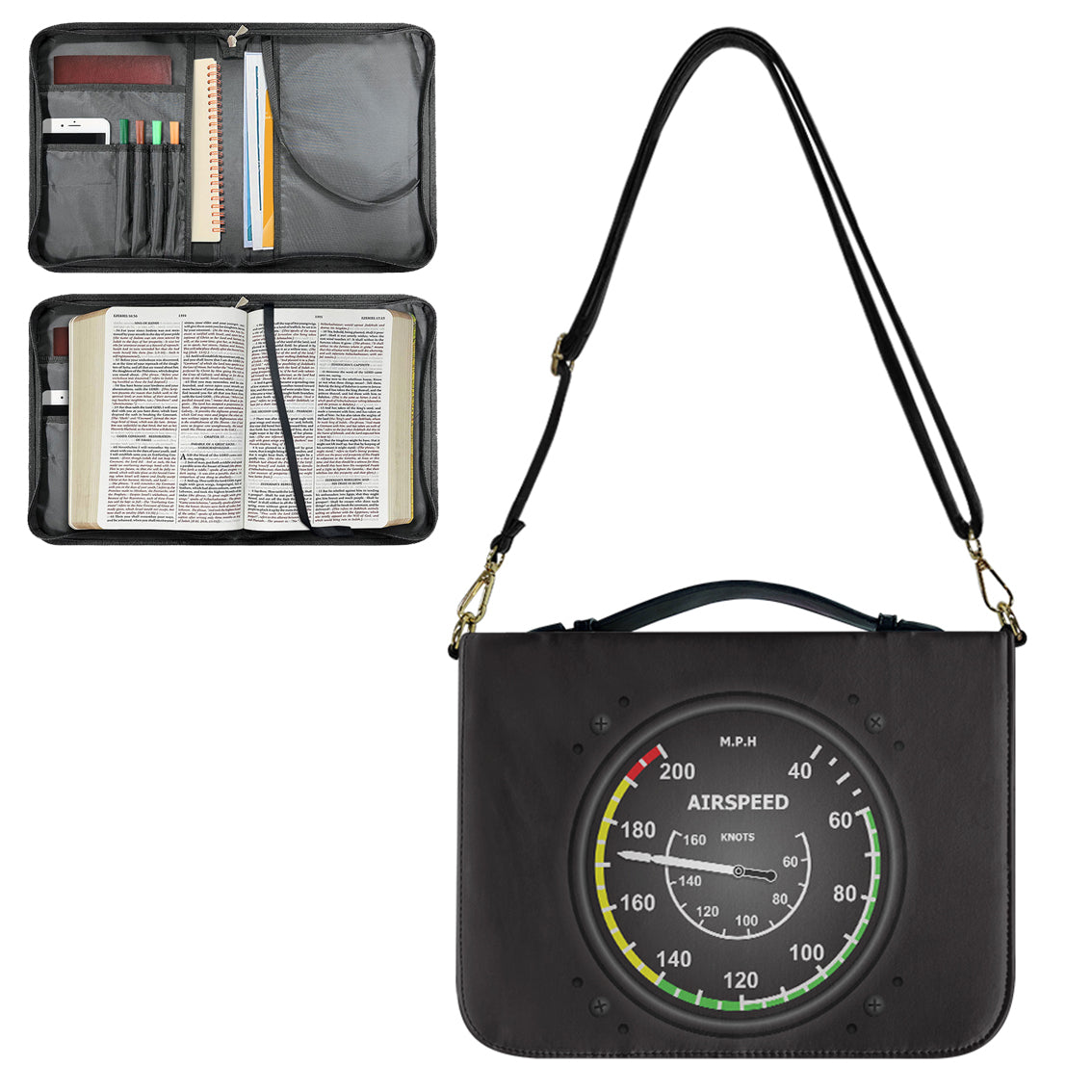 Airplane Instruments-Airspeed Designed PU Accessories Bags Strap Style