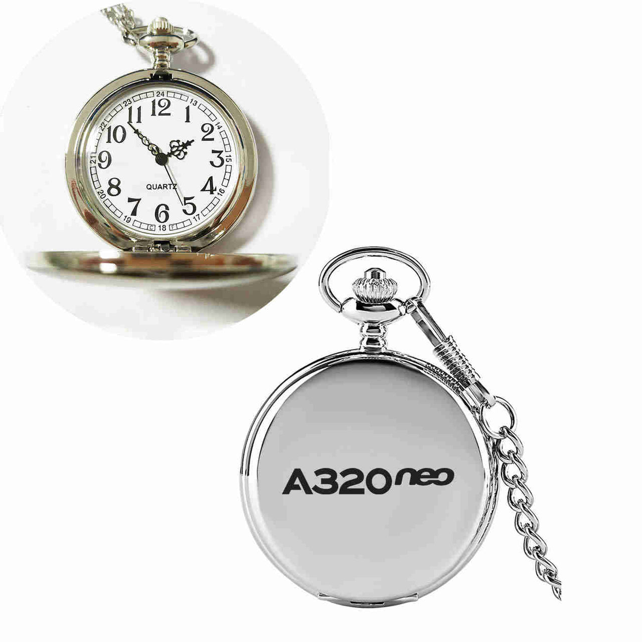 A320neo & Text Designed Pocket Watches