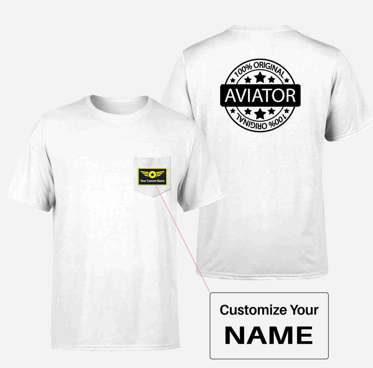 100 Original Aviator Designed Pocket T-Shirts