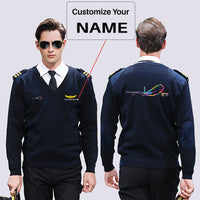 Thumbnail for Multicolor Airplane Designed Wool Pilot Sweaters