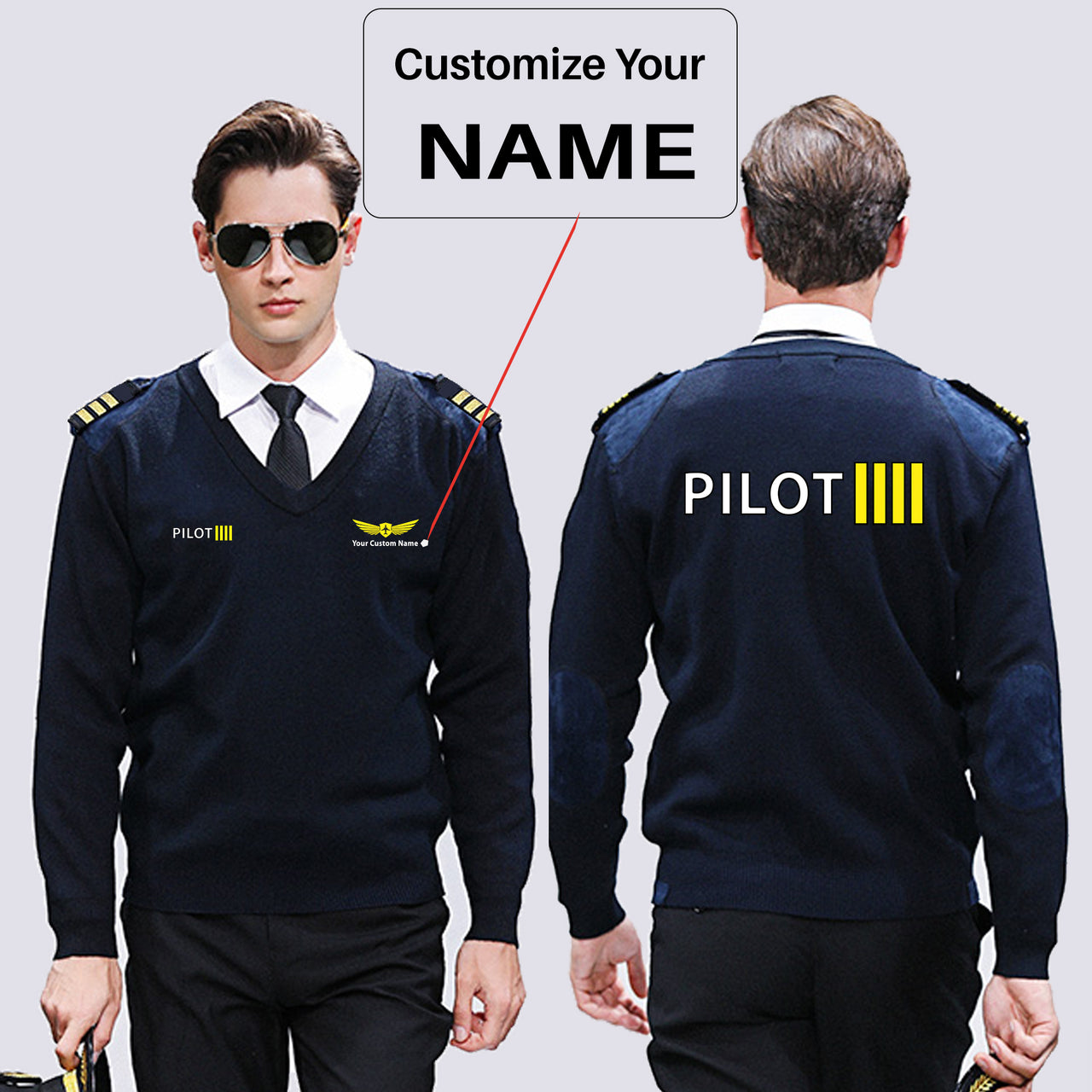 Pilot & Stripes (4 Lines) Designed Wool Pilot Sweaters