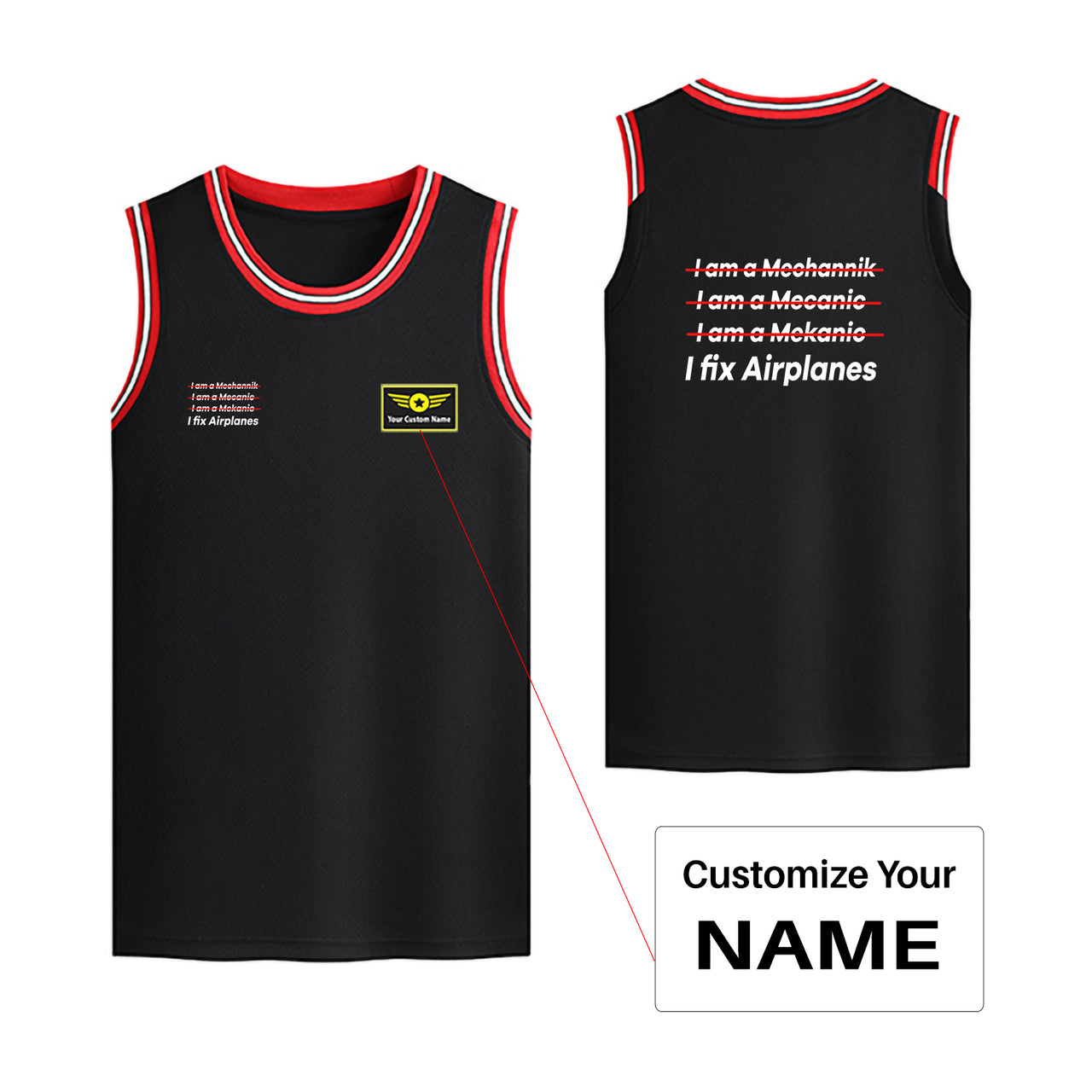 I Fix Airplanes Designed Basketball Style Sports Tank Tops