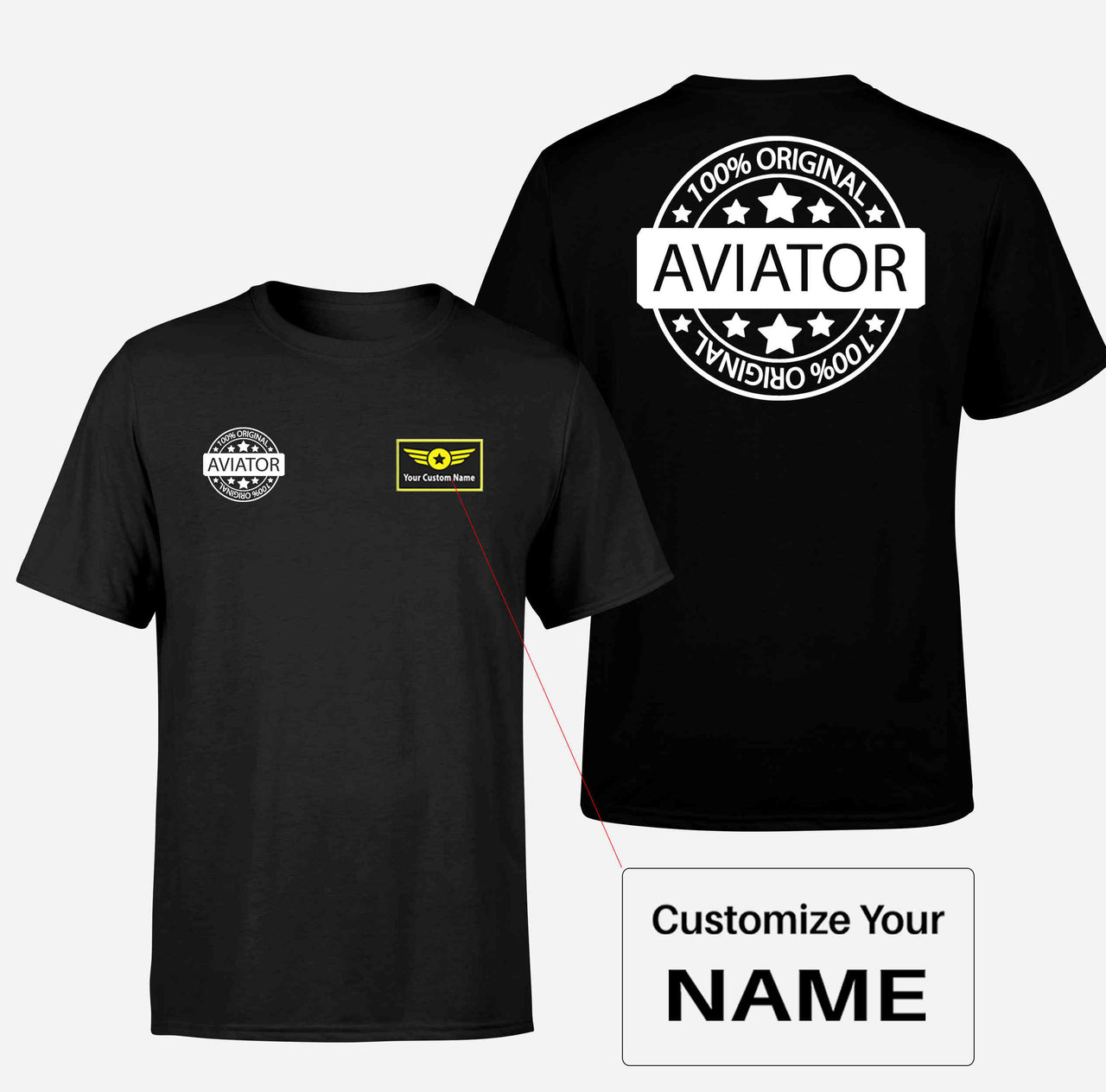 100 Original Aviator Designed Double-Side T-Shirts