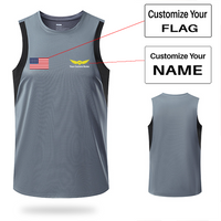 Thumbnail for Your Custom Name & Flag (Badge 2) Designed Sleveless Quick Dry Sports Tank Tops