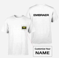 Thumbnail for Embraer & Text Designed Pocket T-Shirts