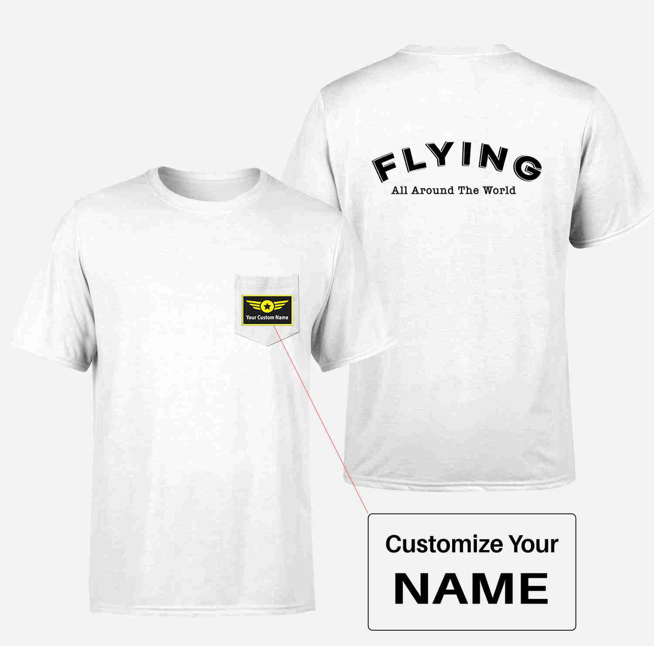 Flying All Around The World Designed Pocket T-Shirts