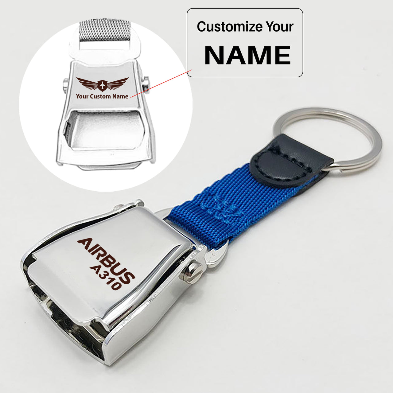 Airbus A310 & Text Designed Airplane Seat Belt Key Chains